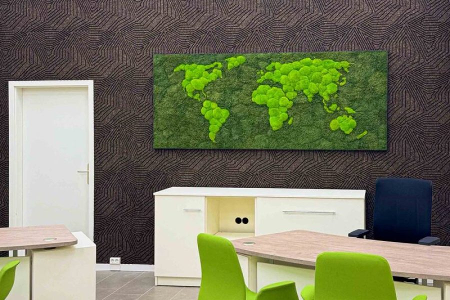 Korková stena a obraz mapa sveta z machu