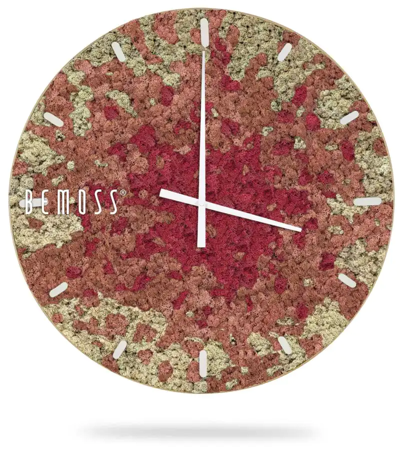 Machové hodiny BEMOSS® SPLASH Pink s ciferníkom