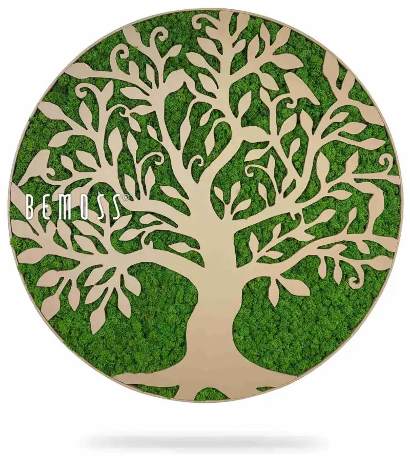 Machový obraz Strom života kruh (114x114cm) beige